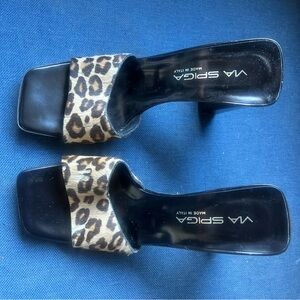 Via Spiga Black and Leopard Heels